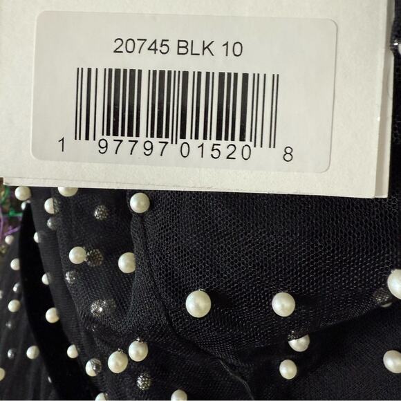 Mac Duggal Black One Shoulder Pearl Beaded Midi Ballgown 20745 Women’s Sz 2 NWT - Picture 9 of 11
